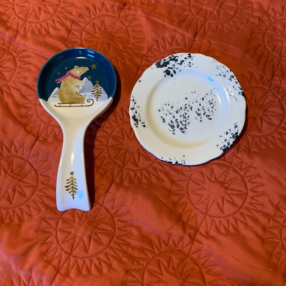 Homer Laughlin Other - $5 or 4/$10-Lot of stoneware spoon rest and plate